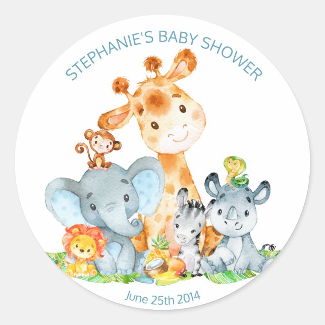 Adesivo Chá de fraldas da Selva Safari Cute Safari (Frente)