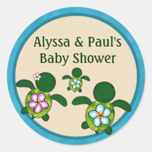 Adesivo Chá de fraldas da TARTARUGA de mar do MENINO