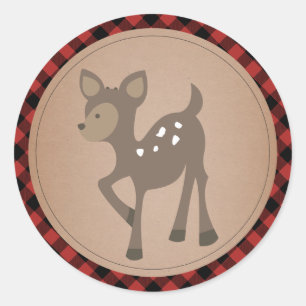 Adesivo Chá de fraldas da xadrez dos cervos do bebê