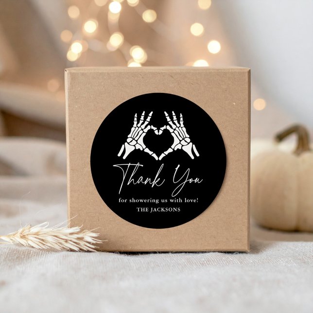 Adesivo Chá de fraldas das Mãos do Esqueleto Halloween (Criador carregado)