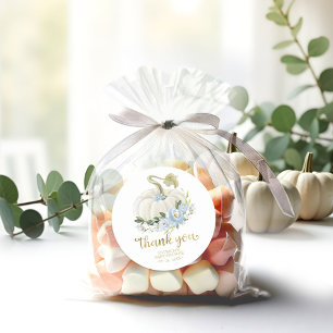 Adesivo Chá de fraldas De Abóbora Floral Azul Obrigado