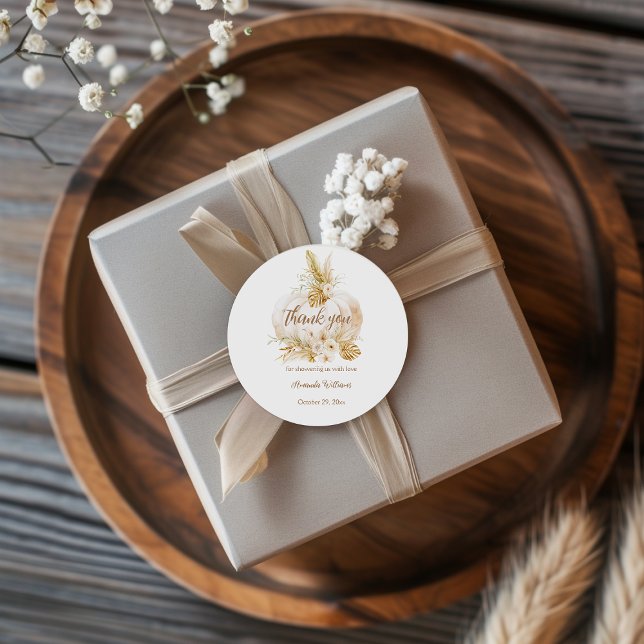 Adesivo Chá de fraldas De Abóbora Floral De Outono Obrigad (Criador carregado)