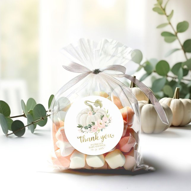 Adesivo Chá de fraldas De Abóbora Floral Rosa, Obrigado (Criador carregado)