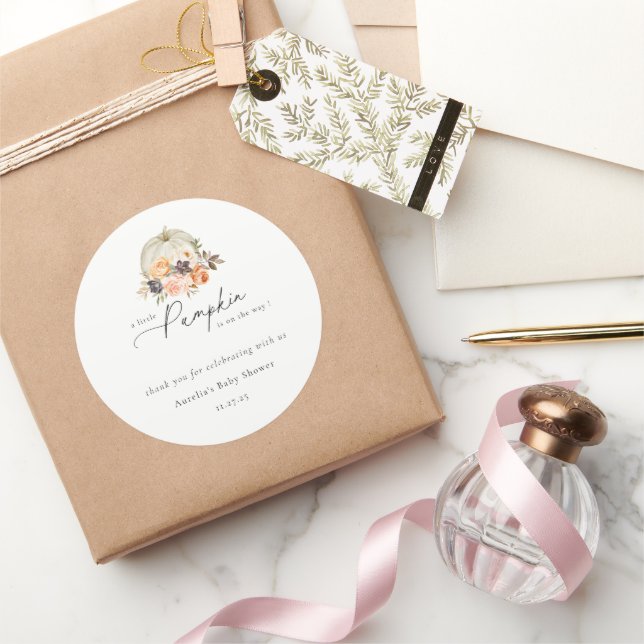 Adesivo Chá de fraldas De Abóbora Floral Terrestre De Outo (Presentear)