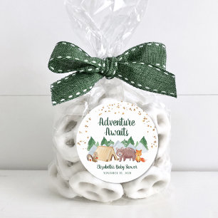 Adesivo Chá de fraldas de acampamento de animais florestai