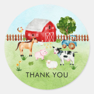Adesivo Chá de fraldas De Animais Agrícolas Agradeço Ao