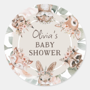 Adesivo Chá de fraldas De Animais Da Floresta Chic Boho