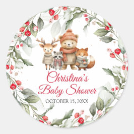 Adesivo Chá de fraldas de Animais da Floresta de Natal