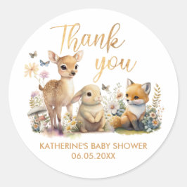 Adesivo Chá de fraldas De Animais Da Floresta Doce Obrigad