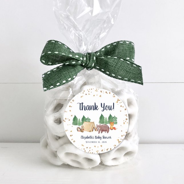 Adesivo Chá de fraldas De Animais Da Floresta Obrigado (Criador carregado)