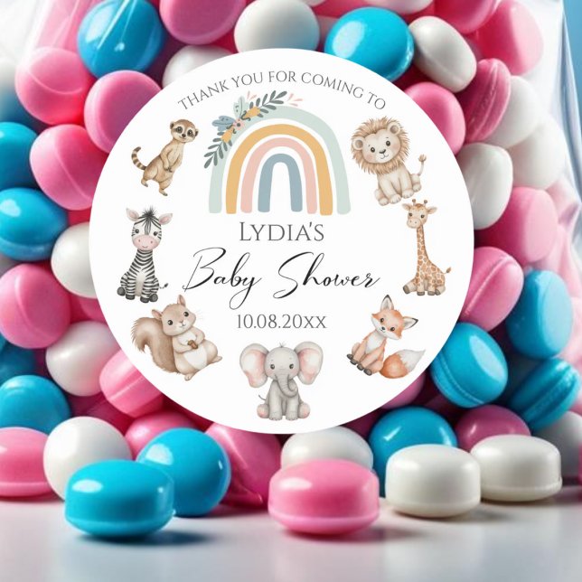 Adesivo Chá de fraldas de Animais da Selva do Boho Woodlan (Criador carregado)