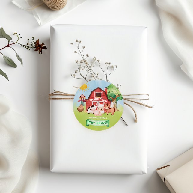 Adesivo Chá de fraldas De Animais De Fazenda Cons Obrigado (Criador carregado)