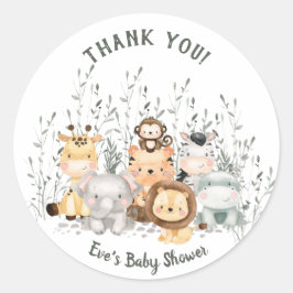 Adesivo Chá de fraldas De Animais Safari Obrigado Ronda Cl