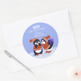 Adesivo Chá de fraldas de Aniversário da Pinguim-Inverno