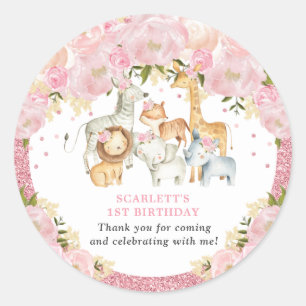 Adesivo Chá de fraldas de Aniversário da Selva Floral Cor-
