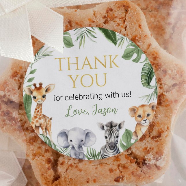 Adesivo Chá de fraldas de Aniversário de Animais Selvagens (Criador carregado)