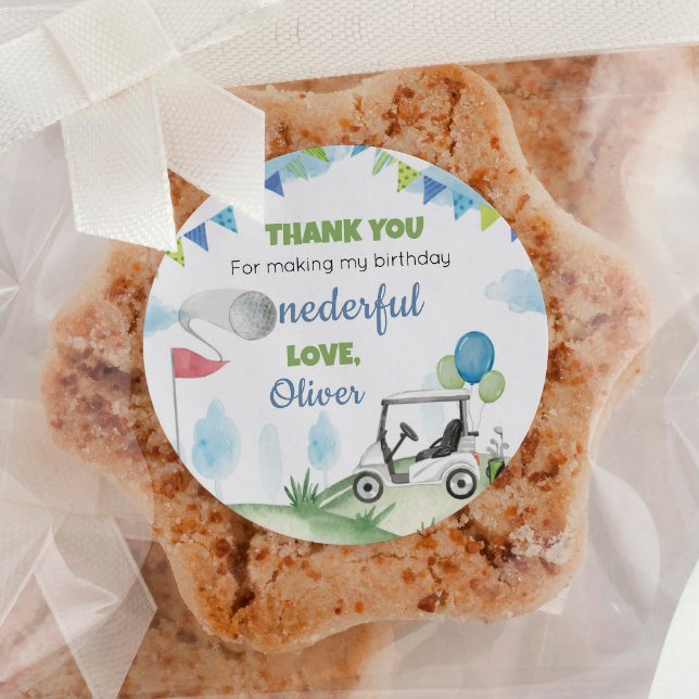 Adesivo Chá de fraldas de aniversário do Boy Golf Party La (Criador carregado)