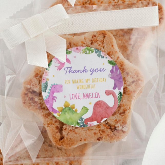 Adesivo Chá de fraldas de Aniversário do Dinossauro Bonito (Criador carregado)