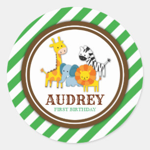 Adesivo Chá de fraldas de Aniversário do Zoo Safari Selgle