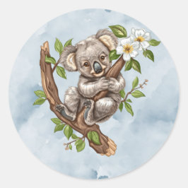 Adesivo Chá de fraldas de Aquarela Azul de Urso Koala