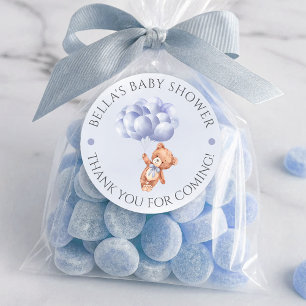 Adesivo Chá de fraldas de Aquarela de Azul-Urso Teddy