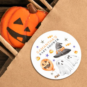 Adesivo Chá de fraldas de Aquarela do Pequeno Boo Hallowe