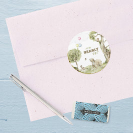 Adesivo Chá de fraldas de Aquarela do Urso de Espera Adorá