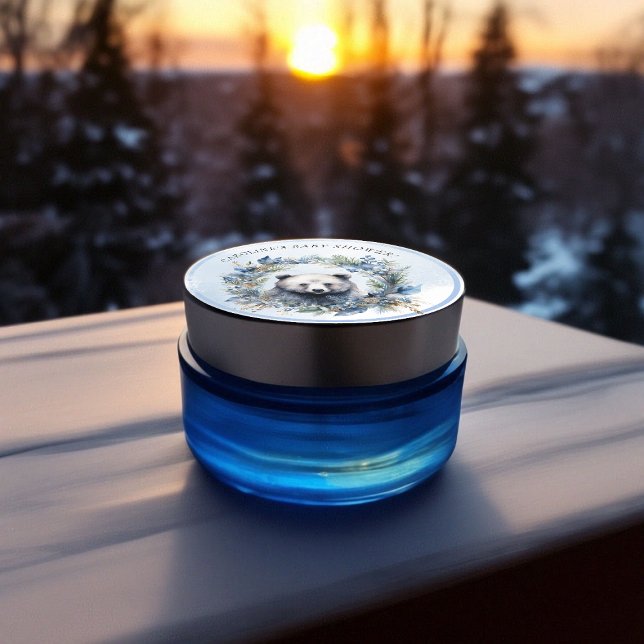 Adesivo Chá de fraldas de Aquarela do Urso Inverno (Winter Bear Watercolor Baby Shower Classic Round Sticker)