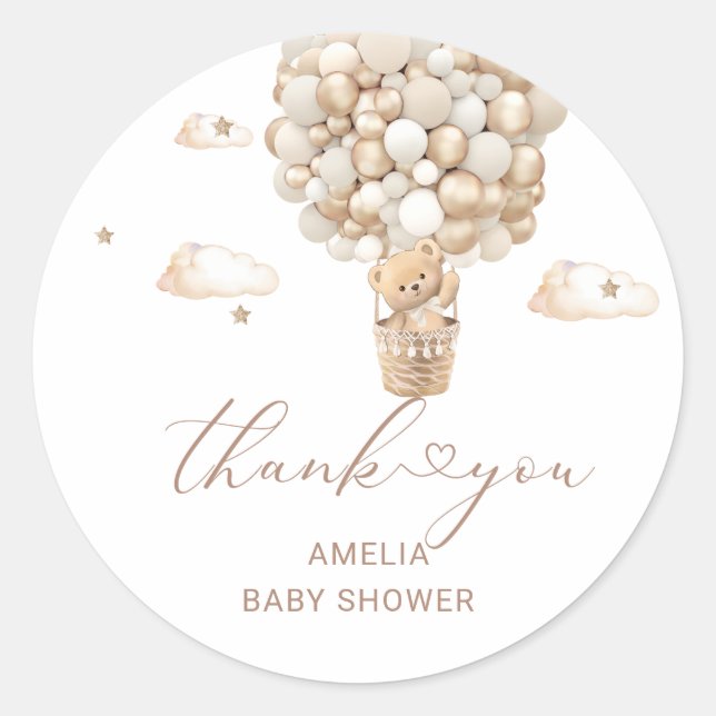 Adesivo Chá de fraldas de Aquarela do Urso Moderno (Frente)