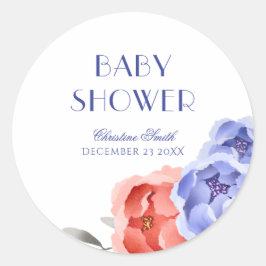 Adesivo Chá de fraldas de Aquarela Floral de inverno Stork