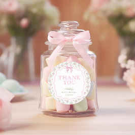 Adesivo Chá de fraldas De Arco Rosa Coquette Obrigado