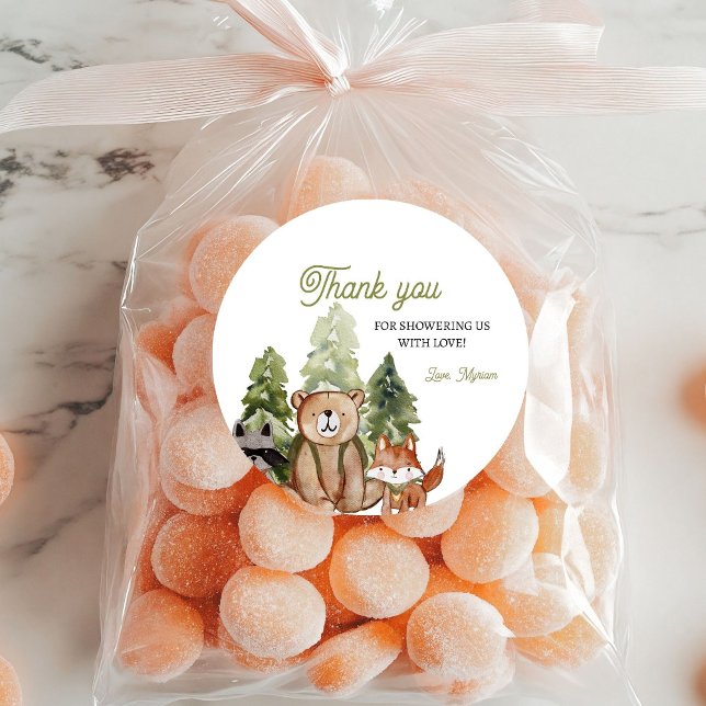 Adesivo Chá de fraldas De Aventura De Animais Da Floresta  (Criador carregado)