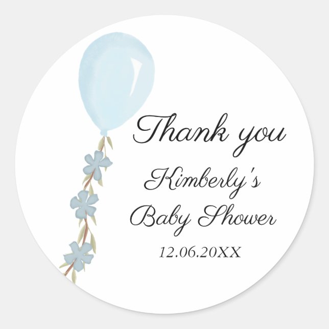 Adesivo Chá de fraldas de Balão Azul Cento (Frente)