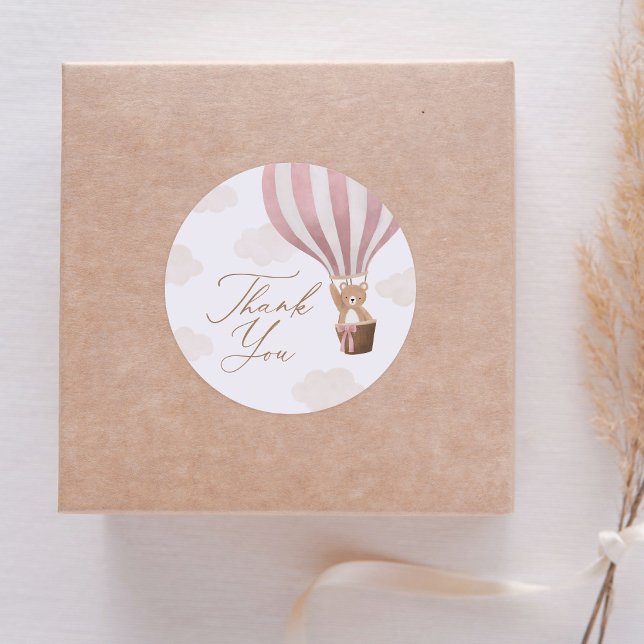 Adesivo Chá de fraldas de Balão de Ar Quente do Urso Rosa (Criador carregado)