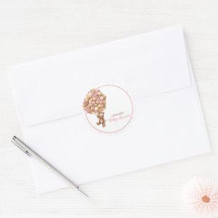 Adesivo Chá de fraldas de Balão de Ar Quente do Urso Rosa,