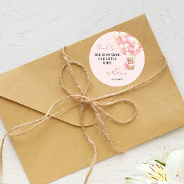 Adesivo Chá de fraldas de Balão de Urso Rosa Oh Rapariga