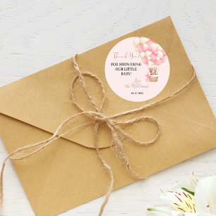 Adesivo Chá de fraldas de Balão de Urso Rosa Oh Rapariga