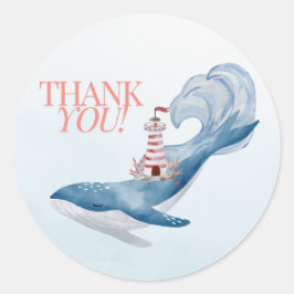 Adesivo Chá de fraldas de baleia náutica Obrigado Sticker