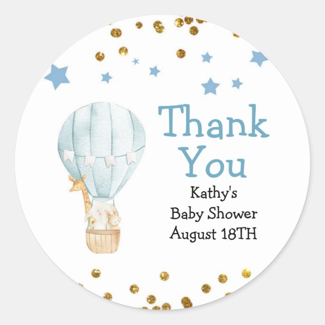 Adesivo Chá de fraldas de Balões de Ar Quente Obrigado Eti (Frente)