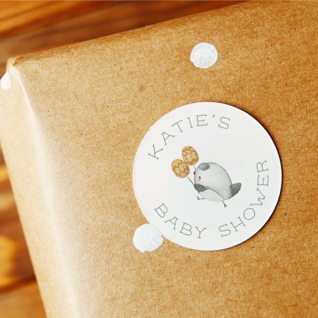 Adesivo Chá de fraldas de Banda de Animais da Floresta (Round Sticker Mock-up)