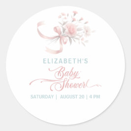 Adesivo Chá de fraldas de Buquê de Aquarela Elegante