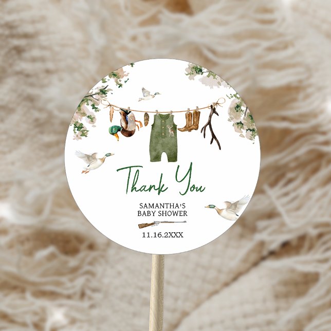 Adesivo Chá de fraldas de caça de patos (Duck Hunting Baby Shower Sticker)