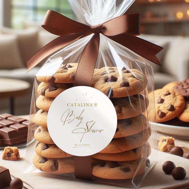 Adesivo Chá de fraldas de Caligrafia Dourada (Criador carregado)