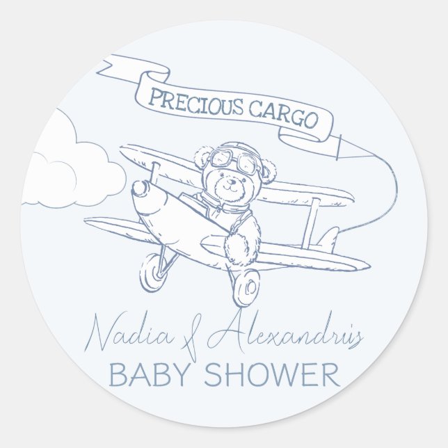 Adesivo Chá de fraldas de carga de Precioso de avião pilot (Frente)