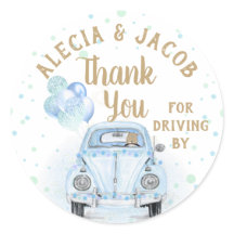 Chá de fraldas De Carro Obrigado Azul Dourado