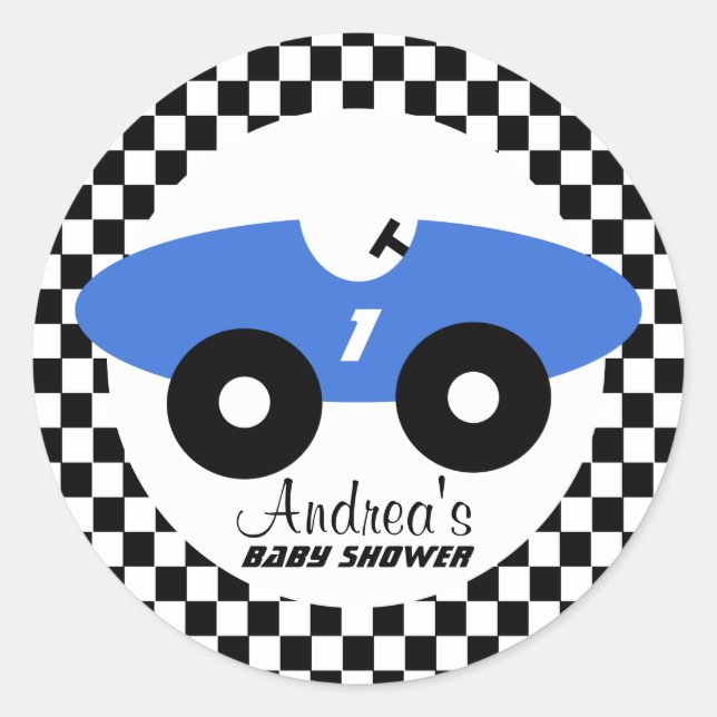 Adesivo Chá de fraldas de Carro Race Azul (Frente)