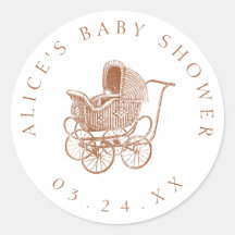 Chá de fraldas de Carruagem de Bebê Castanho Vinta