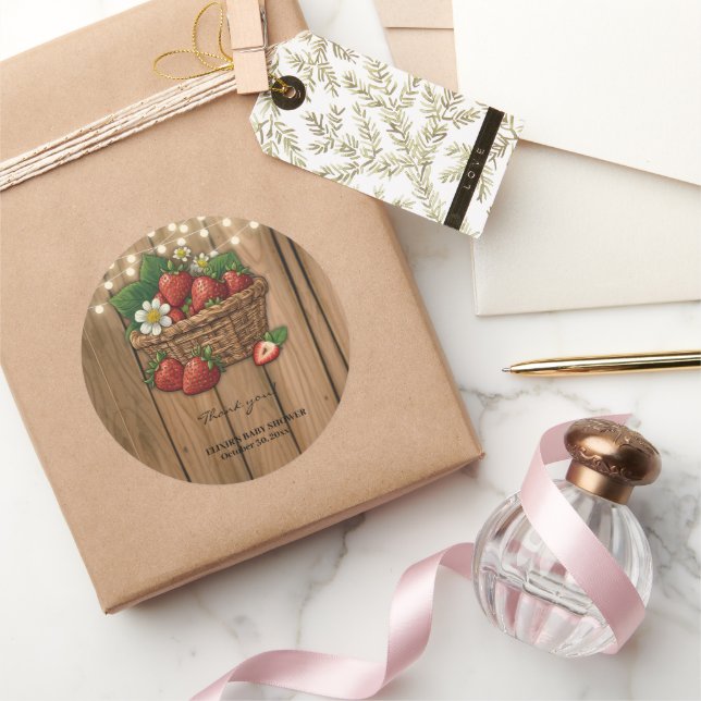 Adesivo Chá de fraldas de cesta doce de morango (Presentear)