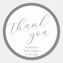 Adesivo Chá de fraldas de Cinza de Script Minimalista