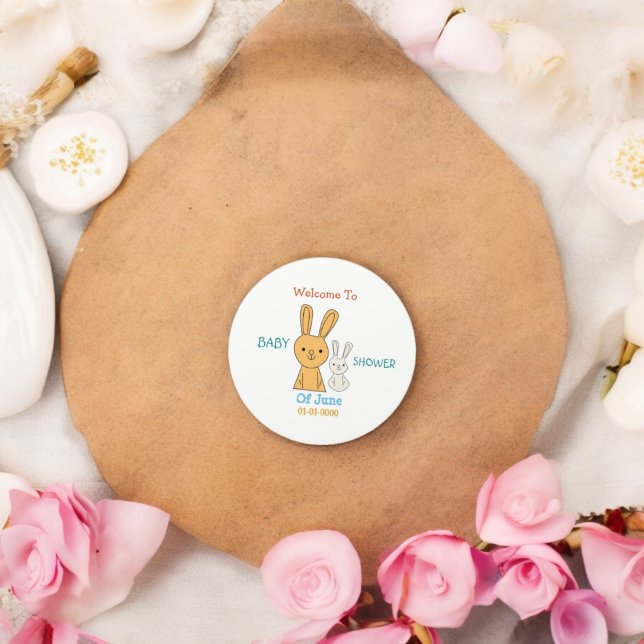 Adesivo Chá de fraldas de coelho (easter bunny baby shower party sticker,birthday party sticker,gift pack,envelope,return gift sticker)